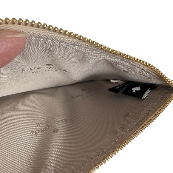 Kate Spade Lucy Small Zip Wristlet – Spade Flower Dark Beige KH614 - Picture 3 of 8